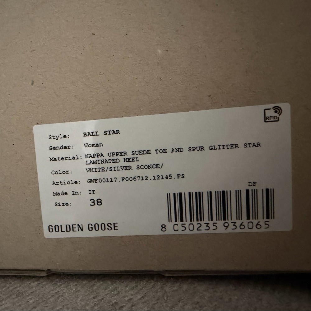 Golden Goose Cream Leather Sneakers with Pink Glitter Star, Size 38 - Picture 5 of 5
